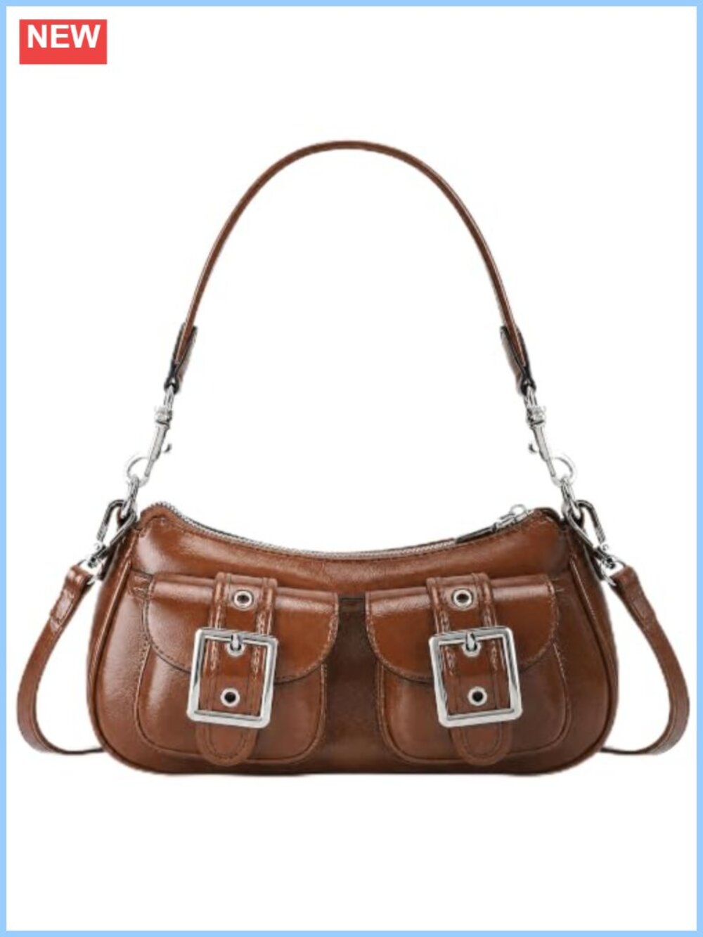 Punk Faux Leather Hobo Shoulder Bag Convertible Crossbody Purse